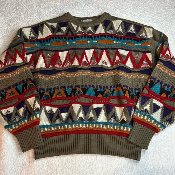 Vintage 90s Tosani 3D knit sweater Mens large Coogi Style - Picture 9 of 14